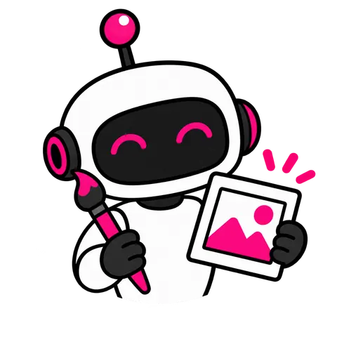 Witty Worx Designer, a robot with a paintbrush and a picture: the AI agent that makes post images sized for each social channel